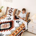 thumbnail image 3 of jejeloiu Southwestern Aztec Bed Sheets,Tribal Print Full Size Sheets For Boys,Brown White,4pcs,1 Flat Sheet, 1 Fitted Sheet and 2 Pillowcases, 3 of 6