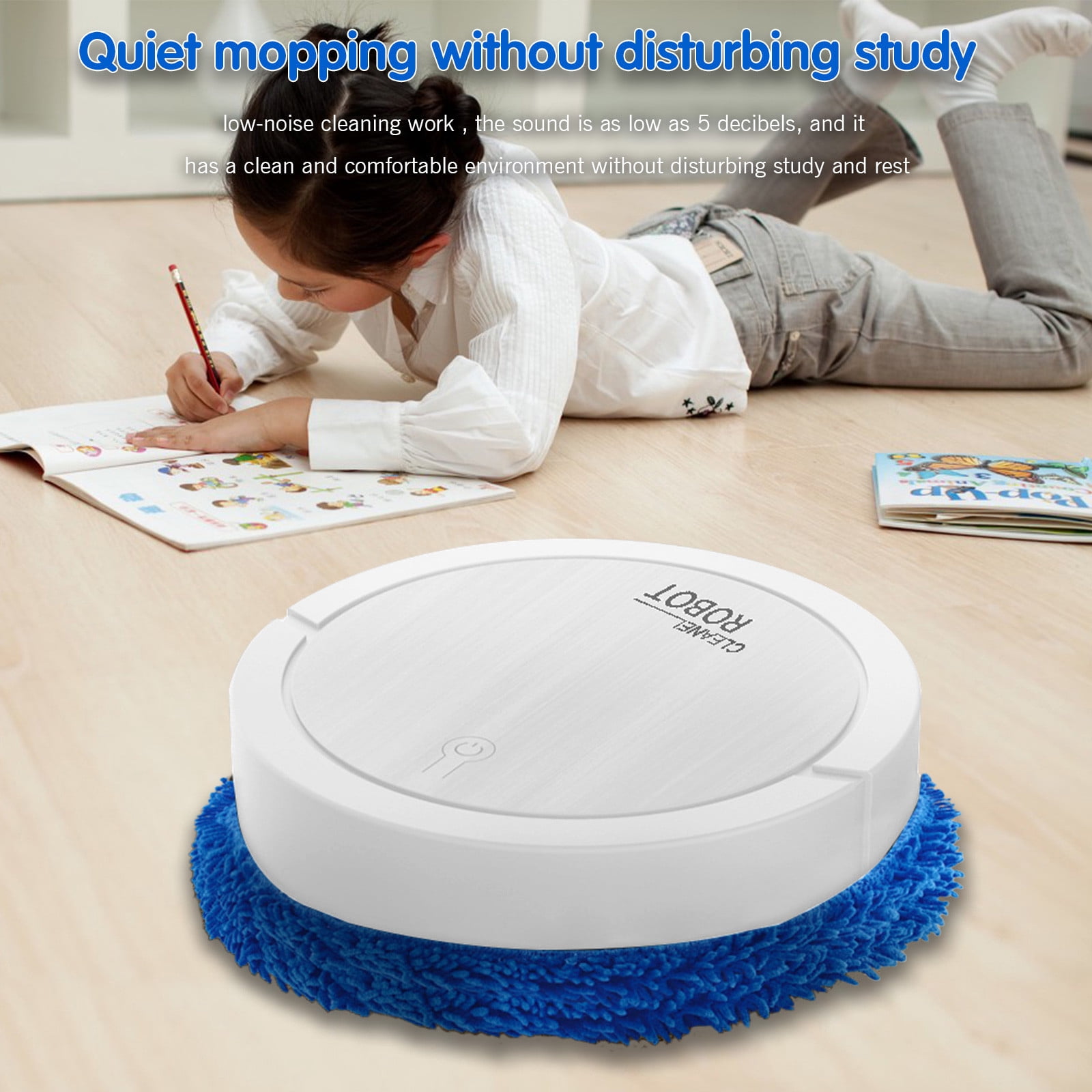 Intelligent Automatic Mopping Robot Wet and Dry Floor Cleaner Silent Mopping Machine for Home with Rotating Brush for Pet Hair and Dust White USB Charging 90-120㎡ Coverage