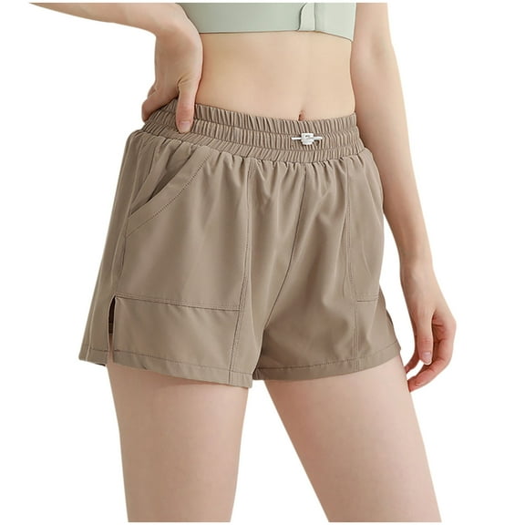 Womens Shorts Dgankt Summer Women's Fake Two Piece Solid Color Sports Shorts Loose Breathable Yoga Shorts On Clearance