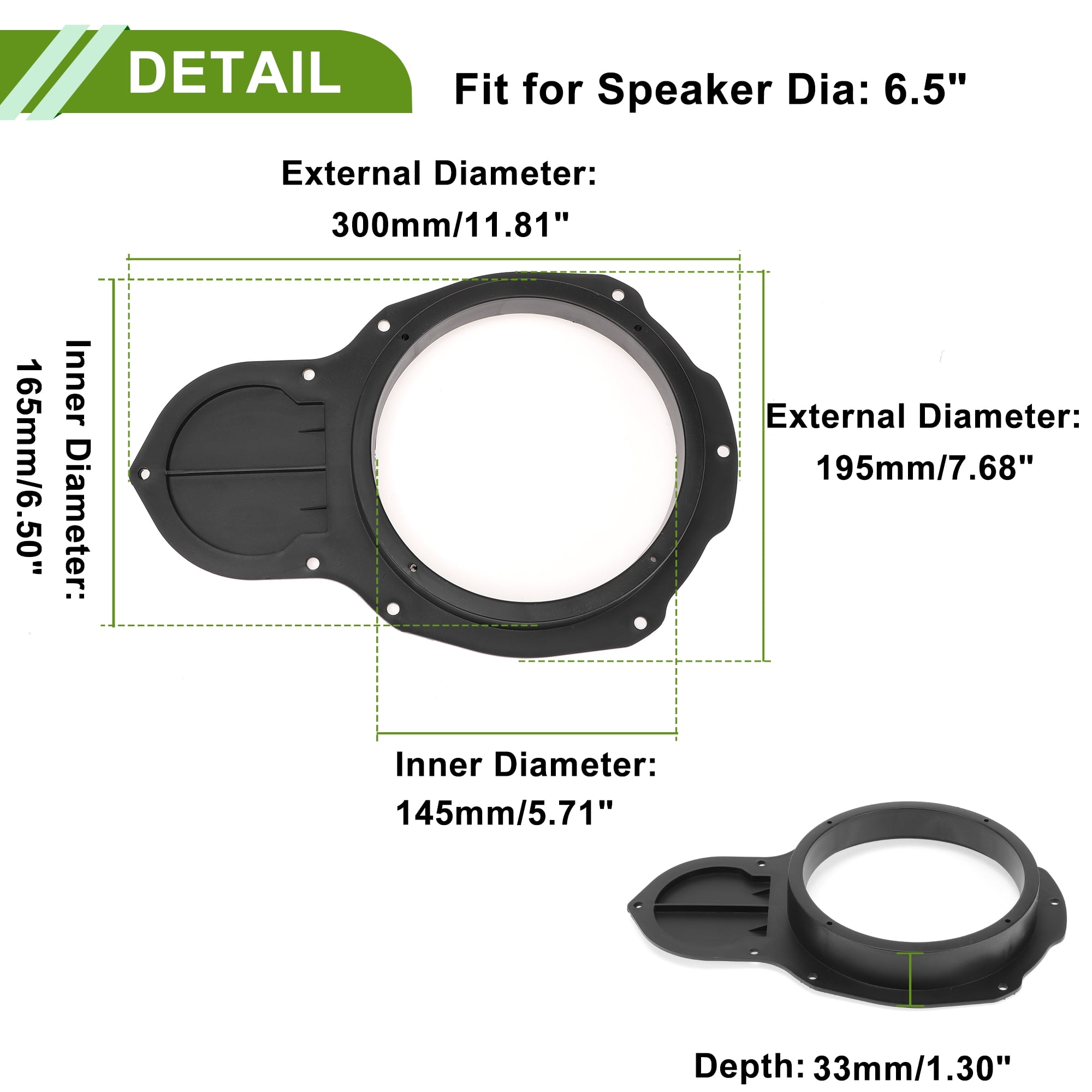 Unique Bargains Speaker for Spacer Ring Adapter for VW for Passat Black for 6.5 ABS