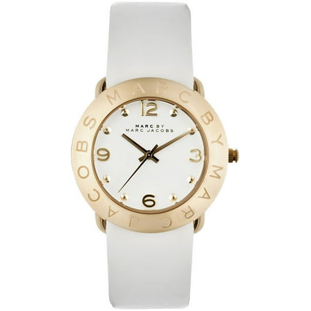Women's Marc Jacobs Amy White Leather Strap Watch MBM1150