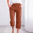 thumbnail image 2 of Women Fashion High Waisted Wide Leg Pants Drawstring Elastic Trousers Comfy Straight Leg Long Pants With Pockets, 2 of 5
