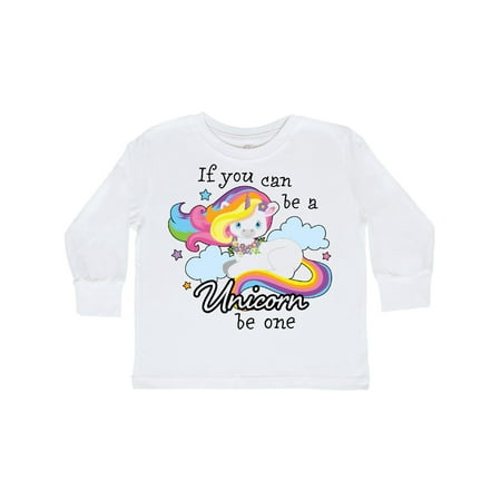 

Inktastic If you can be a Unicorn be One with Rainbow Unicorn in Cloud Gift Toddler Boy or Toddler Girl Long Sleeve T-Shirt