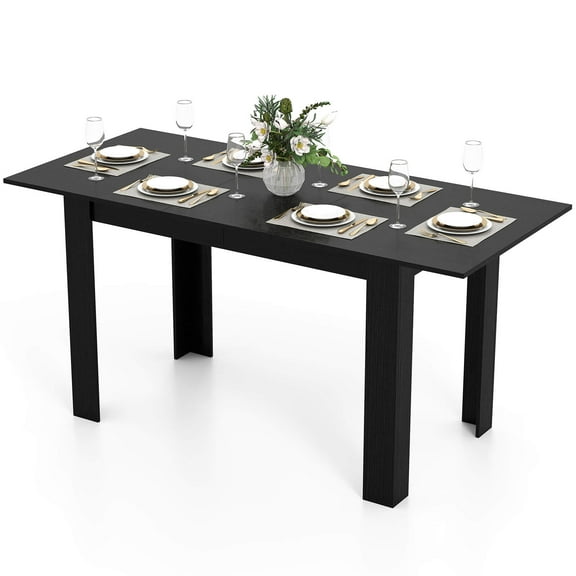 Costway 47”-62” Extendable Dining Table for 4-8 People for Dining Room Home Office Black
