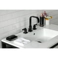 thumbnail image 3 of Kingston Brass VWP3722W8B0 Quadras 37" Ceramic Console Sink with Steel Base and Glass Shelf (8-Inch, 3-Hole), White/Matte Black, 3 of 7