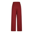 thumbnail image 4 of Ashirexll Winter Women Pants Wide Leg Pants Solid Color Pleated Cuffs Elastic Waistband Pocket Pants and Sweatpants, 4 of 7
