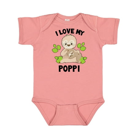 

Inktastic Cute Sloth I Love My Poppi with Green Leaves Gift Baby Boy or Baby Girl Bodysuit