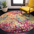 thumbnail image 3 of SAFAVIEH Madison Candelario Abstract Polka Dots Area Rug, Fuchsia/Gold, 9' x 9' Round, 3 of 7