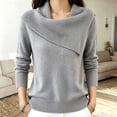 thumbnail image 5 of SEROYE Women's Ribbed Knit Sweaters Asymmetric Collar Solid Long Sleeve Casual Pullover Tops for Spring Fall (XL, Gray), 5 of 7