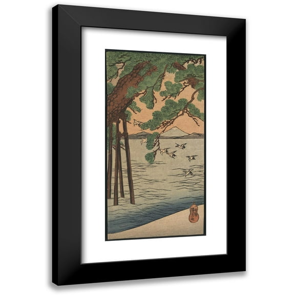 Utagawa Kuniyoshi 9x14 Black Modern Framed Museum Art Print Titled - Kisibe No Matsu (1820)