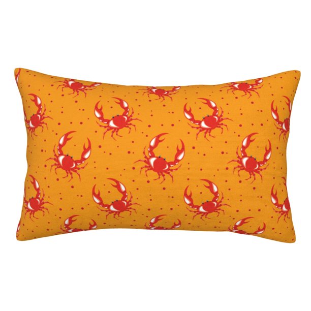 Fotbe Red Crab Funda de Almohada Decorativa Estilo Occidental, Lujo en Algodón, Fundas para Almohadas King, Cojín Estampado para Decoración del Hogar-14"x20"