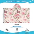thumbnail image 2 of Pink Butterfly Floral Bow White Pattern Hooded Bath Towel，50"x30" for Ages 3 To 12 Kids, Quick Dry Lightweight Soft Microfiber Hood Beach Towel Cover Up for Kids, 2 of 7
