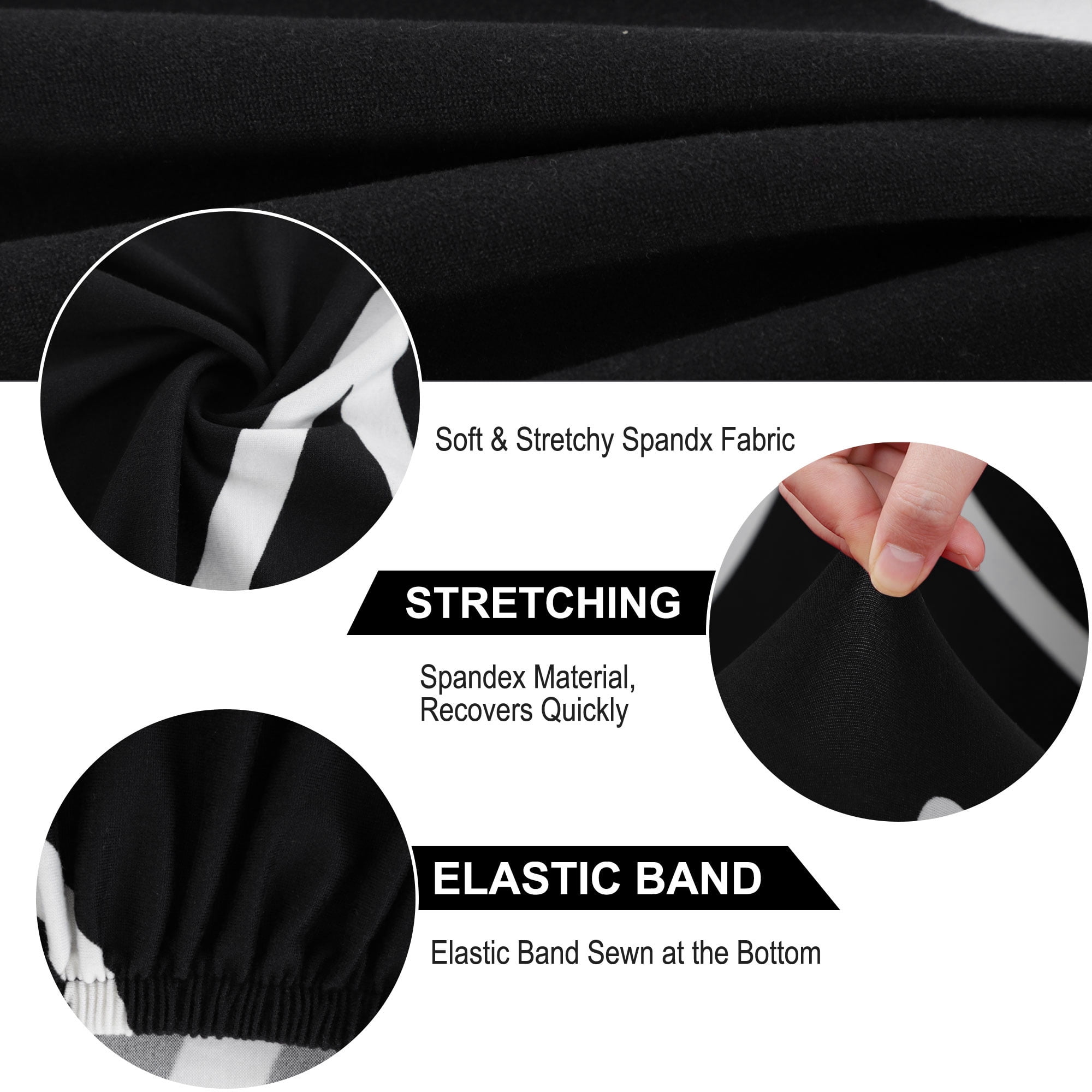 Unique Bargains Elastic Dining Chair Slipcover White and Black M
