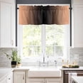 thumbnail image 3 of Coral Pink Black Ombre Kitchen Curtains and Valances Set, Rod Pocket Curtains Tier Farmhouse Window Curtains 36 Inch Length, Contemporary Gradient Artistic 3 Piece Kitchen Curtains Set, 3 of 6