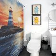 thumbnail image 5 of Lighthouse Sunrise Coast Scenery Pale Blue Tan Shower Curtain for Bathroom with 12Hooks, Polyester Fabric Thick Shower Curtain Washable Waterproof Curtain, 5 of 8