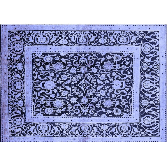 Ahgly Company Machine Washable Indoor Rectangle Oriental Blue Traditional Area Rugs, 3' x 5'