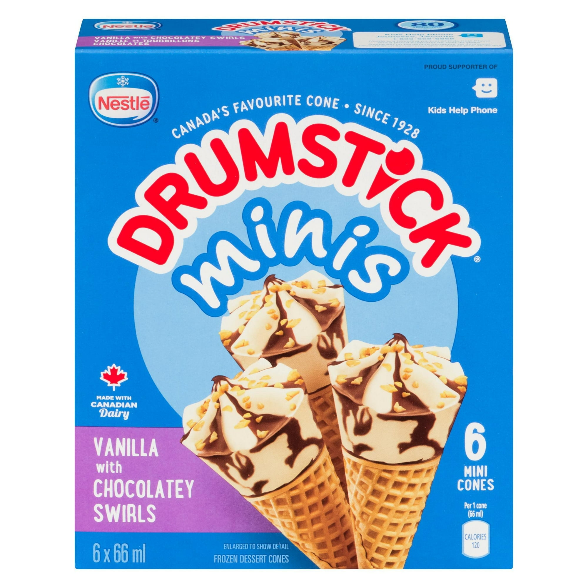 NESTLÉ® DRUMSTICK® Minis Vanilla with Chocolatey Swirl Frozen Dessert Cones