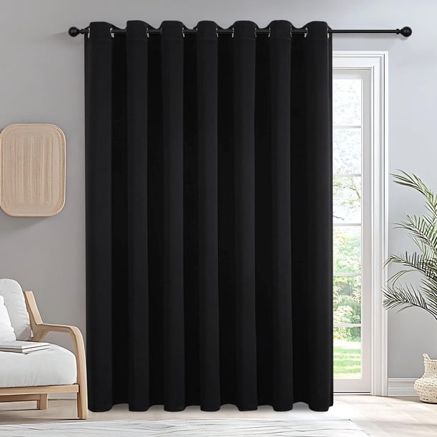 Cortinas opacas IGEMAEVE para puertas corredizas, color negro, 214 cm de largo