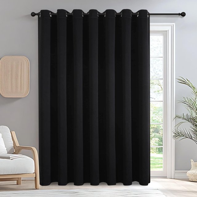 Cortinas opacas IGEMAEVE para puertas corredizas, color negro, 214 cm de largo