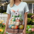 thumbnail image 5 of UngA Easter T-Shirts for Women Funny Bunny Graphic T-Shirt Happy Easter Rabbit Tee Top Holiday Casual Easter Shirts Women (Sky Blue,S), 5 of 7