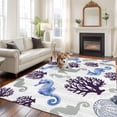 thumbnail image 2 of Seahorse Coral Coastal Area Rugs 8'x10', Washable Small Throw Rugs for Living Room Patio, Nautical Summer Beach Ocean Sea Indoor Outdoor Rug Non-Slip Low Pile Carpet Runner Reversible Floor Mats, 2 of 8