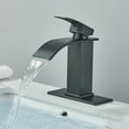 thumbnail image 4 of Matte Black Bathroom Basin Sink Faucet Waterfall 3 Holes Mixer Tap with Cover, 4 of 9