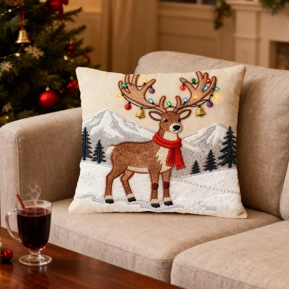 Christmas Cushion Pillow, with Cozy, Decorative & Cute Design, 18 x 18 In, Machine Washable and Made of Cotton for Living Room