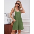 thumbnail image 2 of Chiclily Women's Casual Overalls Shorts, Loose Button Adjustable Straps Jumpsuits with Pockets, Olive Green Summer Boho Wide Leg RompersSize M, 2 of 7