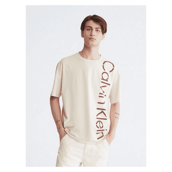 Clavin Klein Men's Khakis Relaxed Fit Stencil Logo Crewneck T-Shirt,2XL