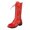 Red, variant on Women's Vintage Dragon Floral Print Mid Calf Boots Almond Toe Stacked Block Heel Long Combat Booties with Side Zipper