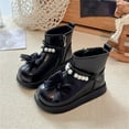 thumbnail image 2 of Viluyesy Girls Boots Soild Color Casual Fashion Pull On Flat Bottom Keep Warm Fall and Winter Shoes for Girls Black US 8.5, 2 of 7