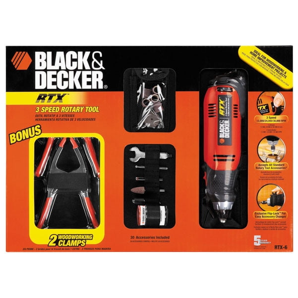Black & Decker RTX6 3 Speed RTX Rotary Tool with Bonus Spring Clamps