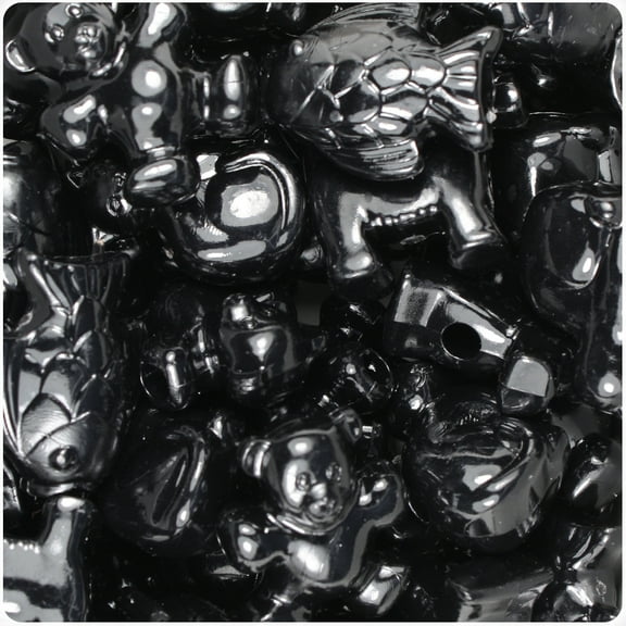 BeadTin Black Opaque Pet Parade Pony Beads (2oz)