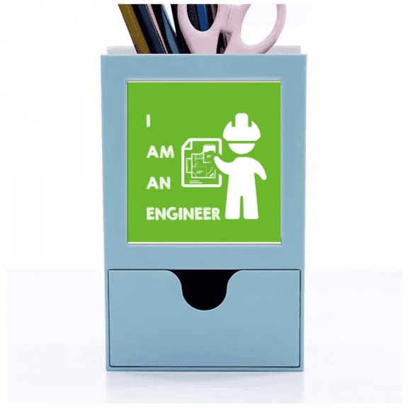 Graphic Engineer Helmet Position Desk Supplies Organizer Pen Holder Card