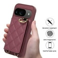 thumbnail image 4 of Decase for Google Pixel 9 / 9 Pro Case, Luxury Soft Rhomboid PU Leather Wallet, Shockproof Protective Phone Cover for Google Pixel 9 / 9 Pro with Crossbody Landyard,Winered, 4 of 9