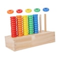 thumbnail image 4 of Juego circular de apilar anillos de madera para , ideal para el aprendizaje preescolar. Rompecabezas de clasificación de colores. Regalo, 4 of 9