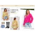 thumbnail image 4 of BTFBM Blouses for Women Dressy Casual Floral Summer Boho Tops V Neck Lightweight Long Sleeve Shirts Spring Clothes, 4 of 6