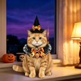 thumbnail image 4 of Halloween Witch Costume for Cats – Lace Scarf + Pointed Hat Set, Adjustable Elastic Fits Kittens & Small Cats, Yellow Photo Prop, 4 of 5