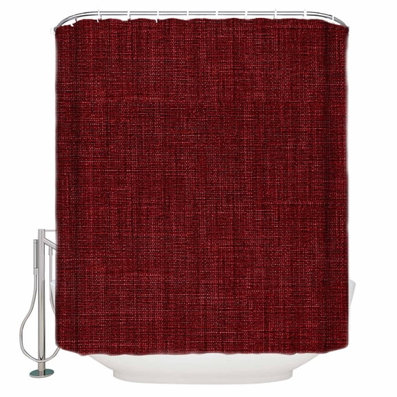 Wine Red Linen Shower Curtain Set ，Waterproof Fabric Shower Curtains Farmhouse Pure Color Country Farm Shower Curtains for Bathroom,Bathroom Decor 36"x72"