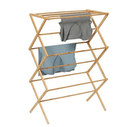 Collapsible Bamboo Drying Rack – Sturdy & Foldable Laundry Drying Rack, Space-Saving & Portable Clothes Rack for Air-Drying Clothes, Towels, Blankets & Delicates, Indoor & Outdoor Use.