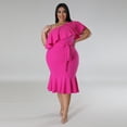 thumbnail image 4 of AURA Women Plus Size Sleeveless Midi Dress Casual Slim Fit Summer Ruffle Hem Dress, 4 of 7