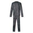thumbnail image 5 of Mens Pajama Sets flannel Solid Color Round Neck Long Sleeve Fashion Leisure Soft tops with Pants Two Piece Set Sleepwear Homewear,Gray,L, 5 of 5