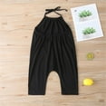 thumbnail image 4 of Tao Tao Backless Strap Slouch Jumpsuit For Toddler Girls Cute Harem Halter Romper Pants With Pockets Solid Color Fashionable Casual Camisole Jumpsuit Camisole Pants Black 6 Years, 4 of 8
