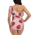 thumbnail image 5 of Picia Strawberries Pattern Women's One Piece Swimsuits,One Shoulder Swimwear Asymmetric ,Ruffle Monokinis Bathing Suits,High Waisted Flattering Bathing Suits-XX-Large, 5 of 8