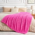 thumbnail image 5 of Super Soft Throw Blanket Pink Premium Silky Flannel Fleece 3D Waffle Checkered Lightweight Bed Blanket All Season Use (Hot Pink, Throw(50"x70")), 5 of 6
