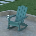 thumbnail image 3 of Emma + Oliver Adirondack Rocking Chair with Cup Holder, Weather Resistant HDPE Adirondack Rocking Chair in Blue, 3 of 11