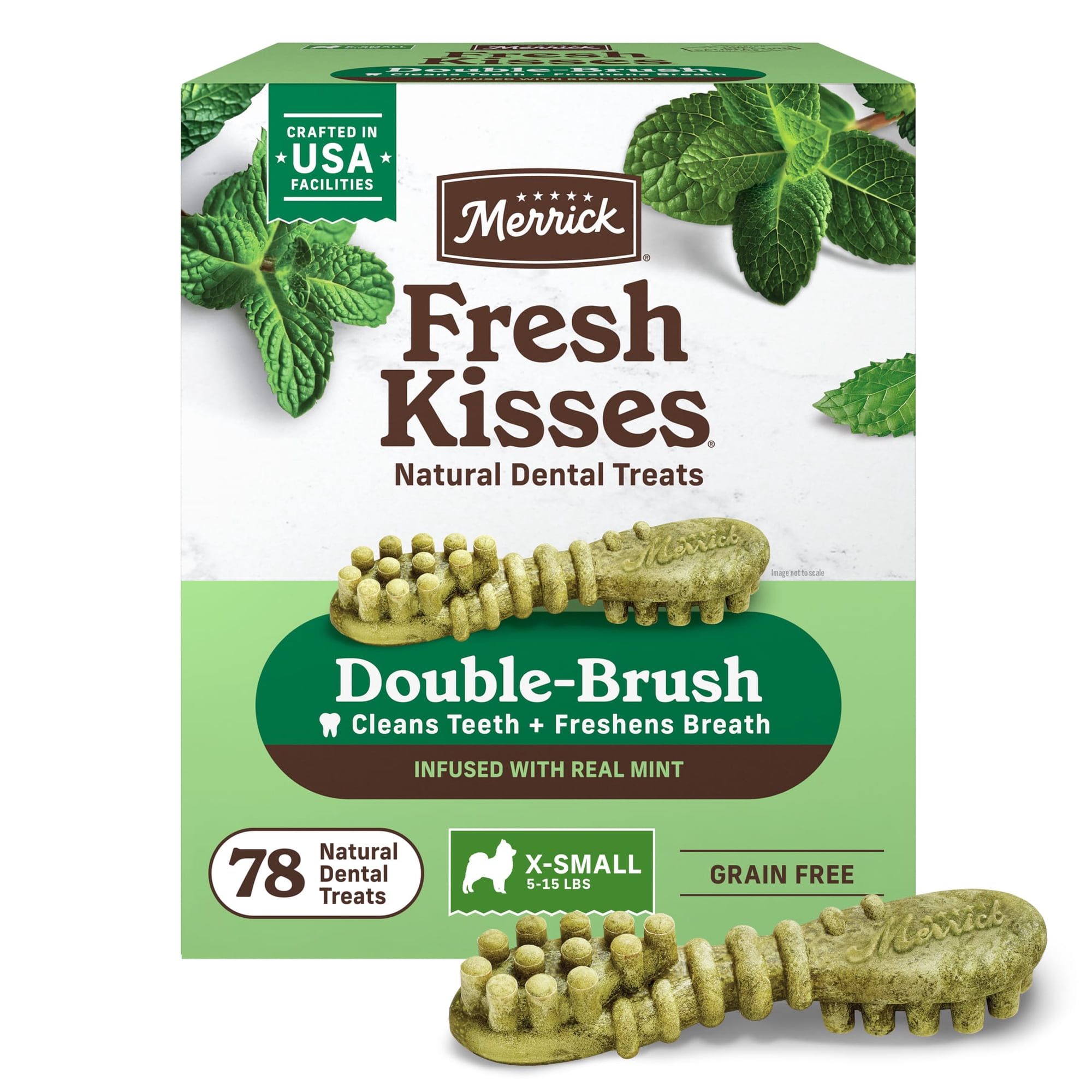 Merrick Fresh Kisses Infused With Real Mint Dog Dental Treats for Extra Small Dogs, 24.0 oz, 4 Pack