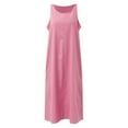 thumbnail image 4 of JIAYUE Women's Dress Ankle-Length Casual Round Neck Summer Sleeveless Adjustable Straps Buttons Long With Pocket Classic Female Dresses, 4 of 5