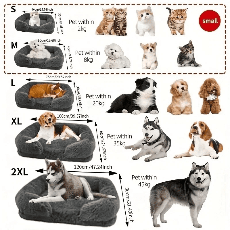 Calming Dog Bed Orthopedic Memory Foam Sofa Couch Waterproof Removable Cover Plush Mat for Small Medium Large Dogs