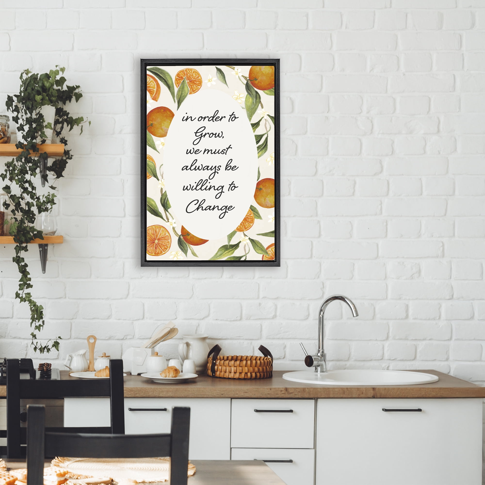 Stupell Industries Willing To Change Quote Black Framed Floater Canvas Wall Art, design by Janice Gaynor